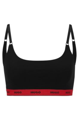 Hugo Boss Two-pack Of Stretch-cotton Bralettes With Logo Bands In Black