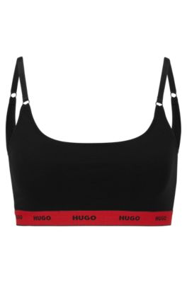 HUGO - Two-pack of stretch-cotton bralettes with logo bands