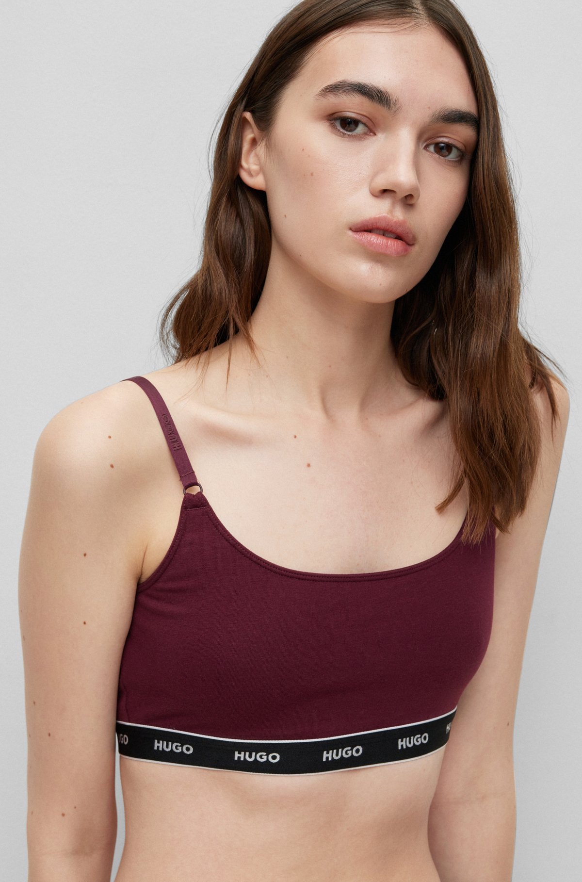 HUGO - Two-pack of stretch-cotton bralettes with logo band