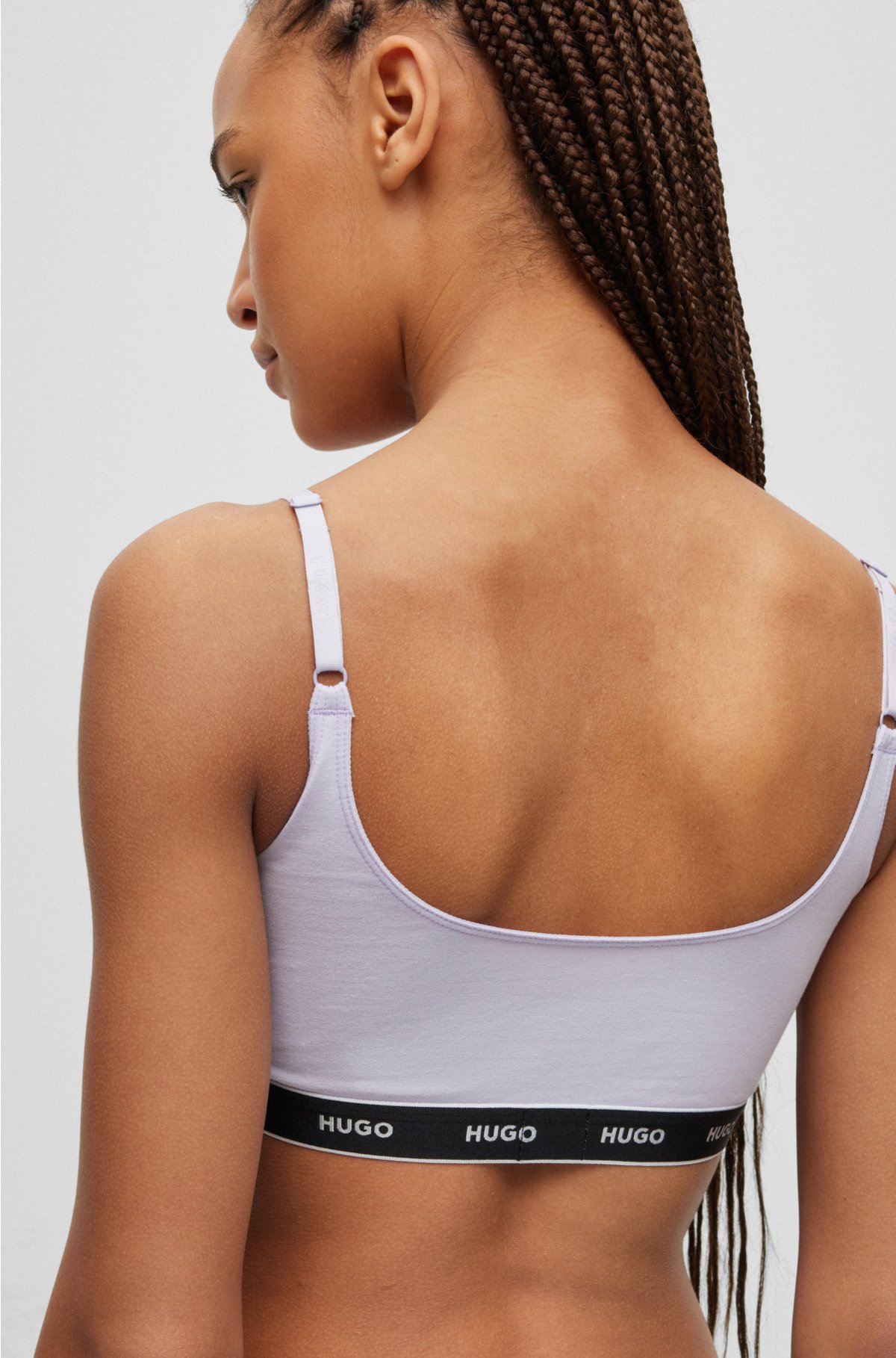 - bralettes with logo HUGO Two-pack stretch-cotton bands of