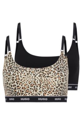 Hugo Two-pack Of Stretch-cotton Bralettes With Logo Band In Patterned