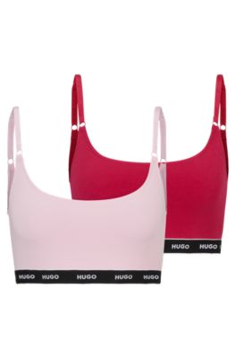 Hugo Boss Two-pack Of Stretch-cotton Bralettes With Logo Band In Patterned