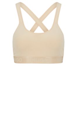 HUGO - Bralette in stretch cotton with repeat logos