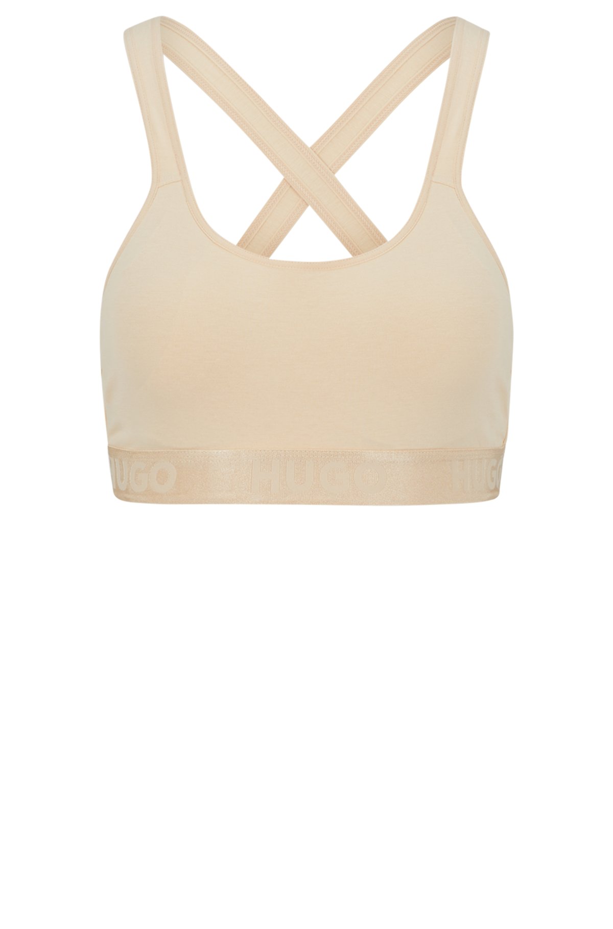 HUGO - Bralette in stretch cotton with repeat logos