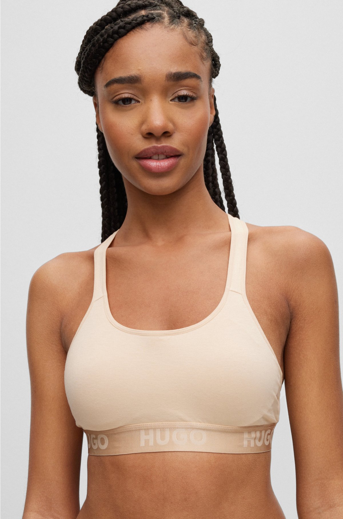 with - HUGO logos Bralette repeat cotton stretch in