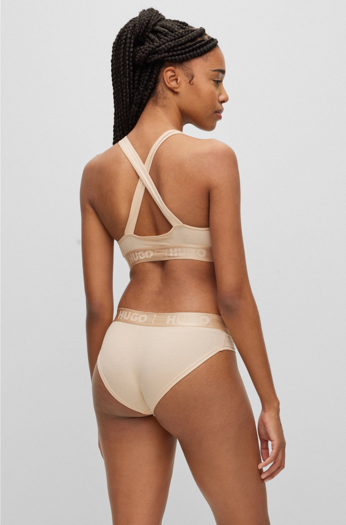 HUGO - Bralette in stretch repeat logos with cotton