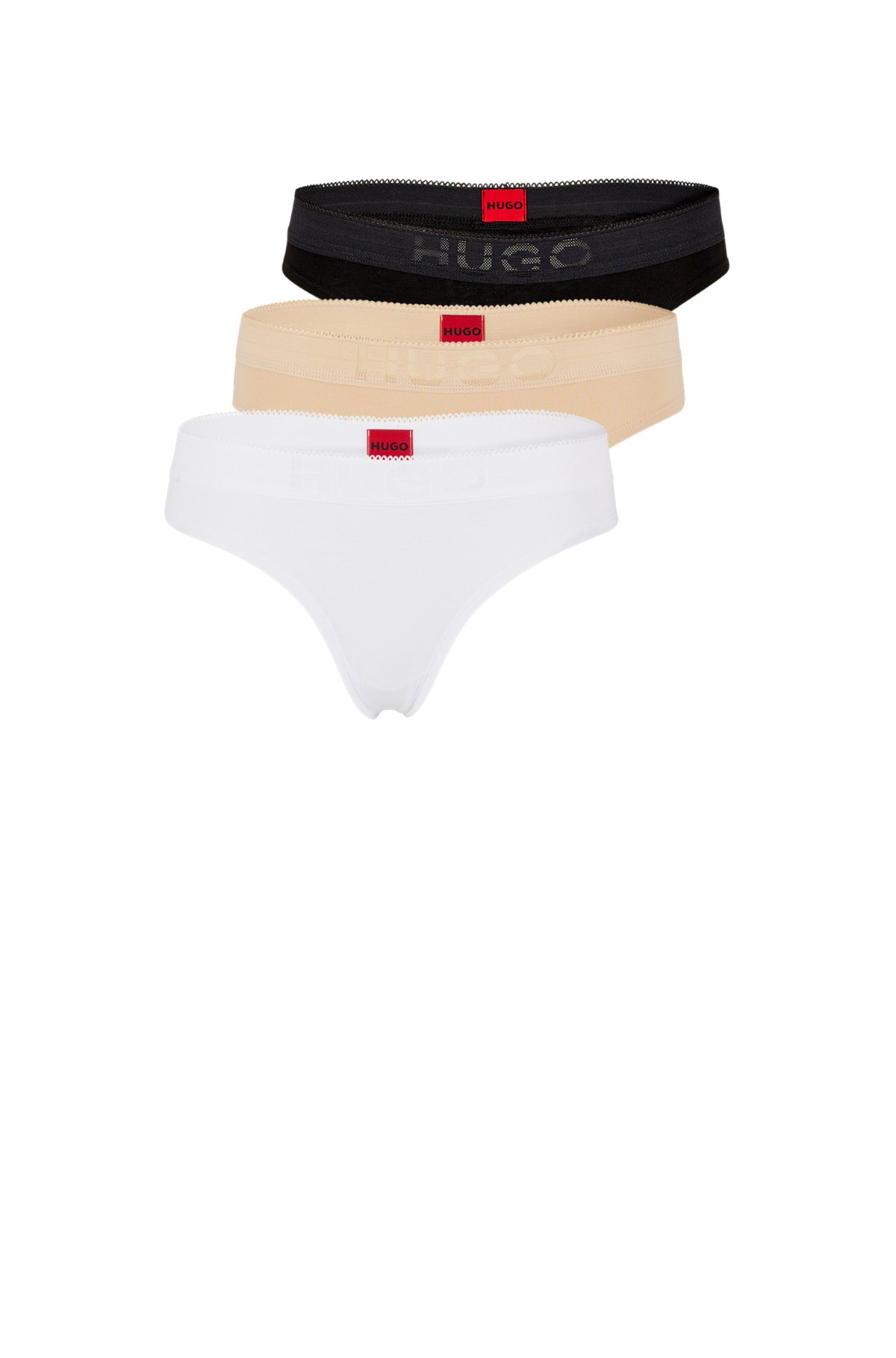HUGO - Three-pack of logo thongs in stretch cotton