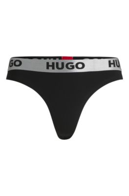 Stretch-cotton with waistband - HUGO thong logo