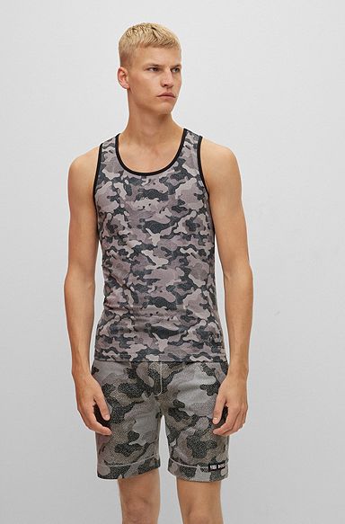 BOSS & NBA slim-fit camouflage-print underwear vest , NBA Generic