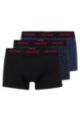 Triple-pack of stretch-cotton trunks with logo waistbands, Dark Blue