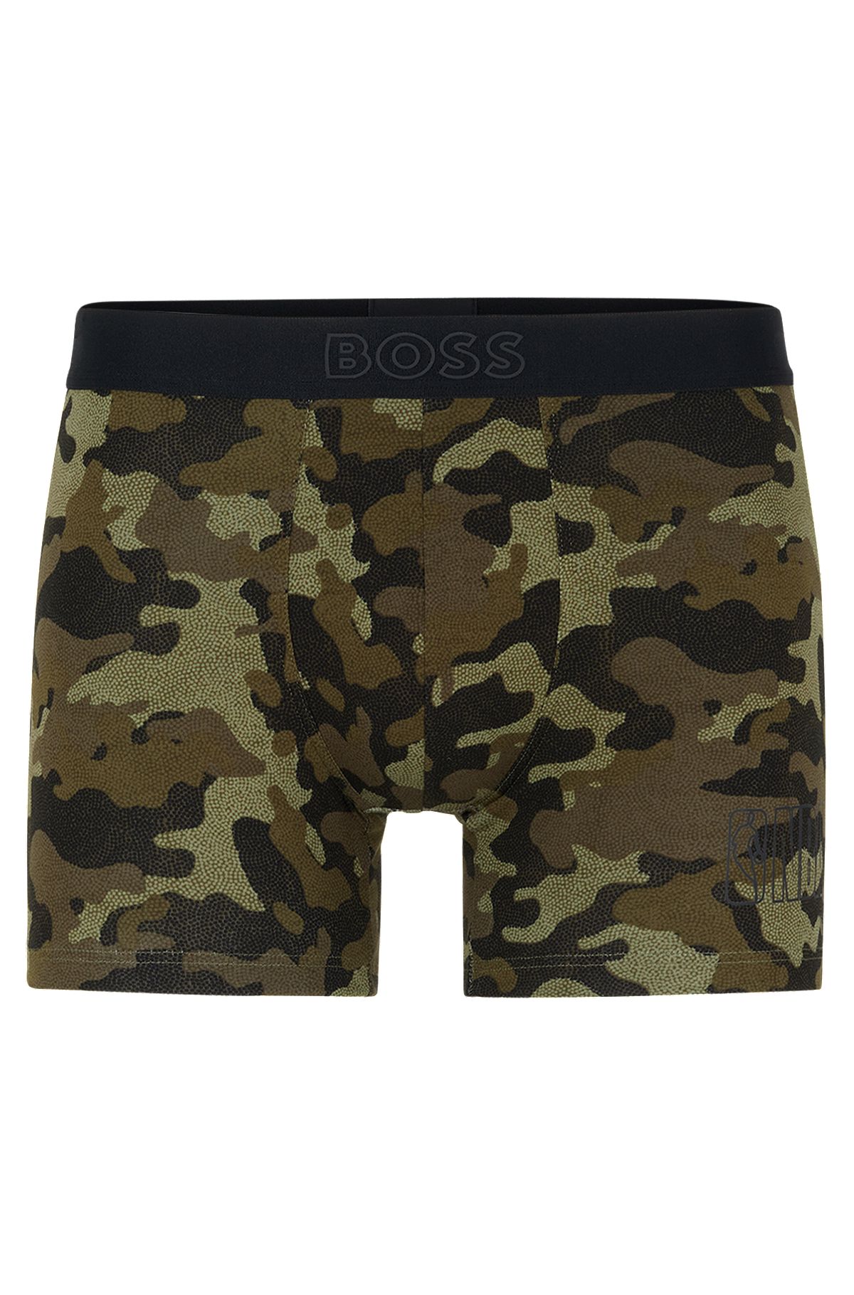 BOSS & NBA camouflage-print boxer briefs with collaborative branding, Dark Green