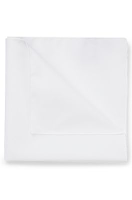Easy-iron pocket square in cotton poplin, White