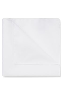 Italian-made pocket square in easy-iron cotton, White