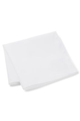 Easy-iron pocket square in cotton poplin, White