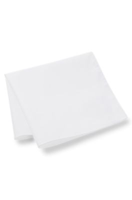 Italian-made pocket square in easy-iron cotton, White