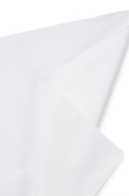 Italian-made pocket square in easy-iron cotton, White
