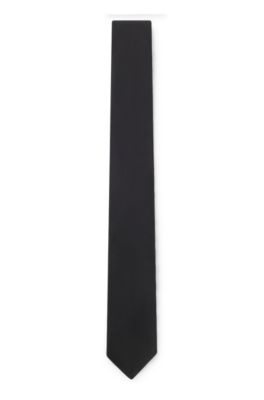 Corbata elaborada en Italia con tejido jacquard de seda pura, Negro