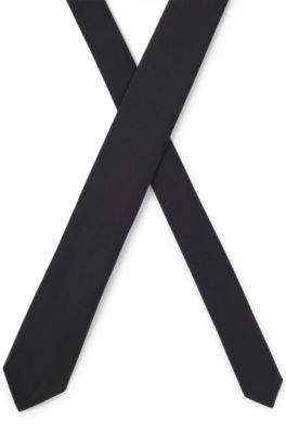 Cravate en jacquard de soie pure, confectionn&eacute;e en Italie, Noir
