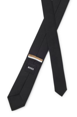 Italian-made tie in pure silk jacquard, Black