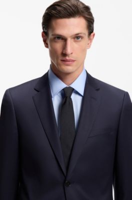 Italian-made tie in pure silk jacquard, Black