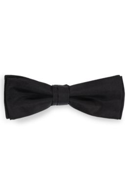 Italian-made silk-jacquard bow tie, Black