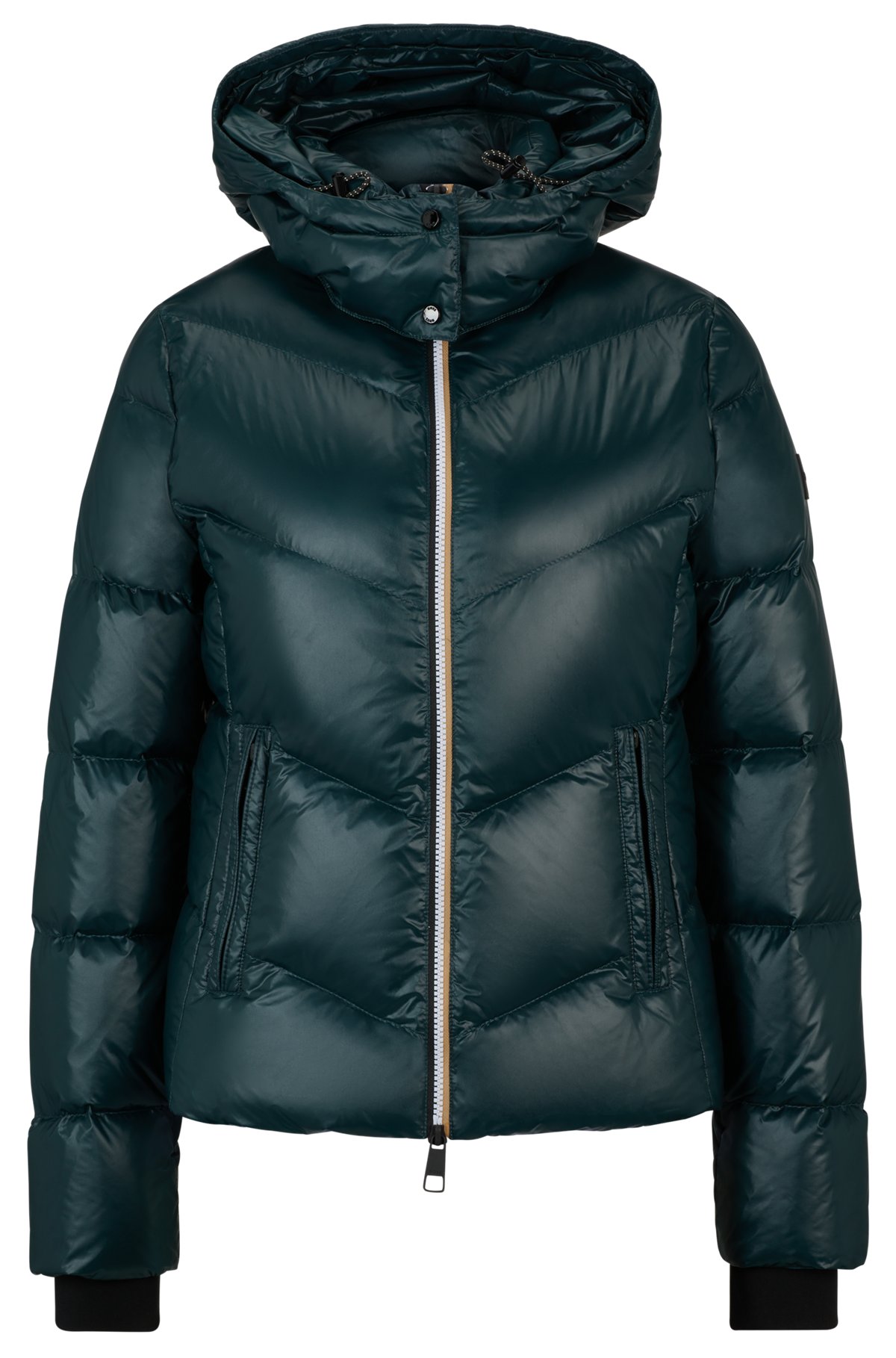 BOSS - High-shine quilted down jacket with adjustable hood