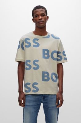 BOSS - Cotton-jersey regular-fit T-shirt with printed logo