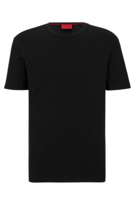 Shop Hugo Pima-cotton Regular-fit T-shirt With Contrast Logo In Black