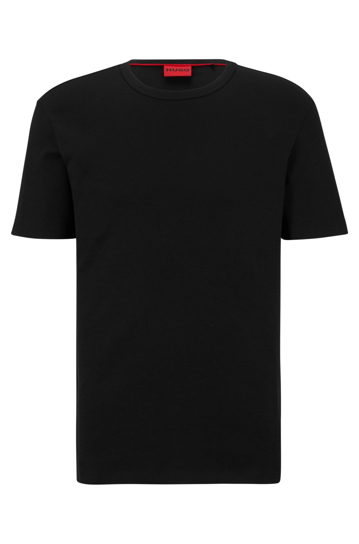 Pima-cotton regular-fit T-shirt with contrast logo, Black