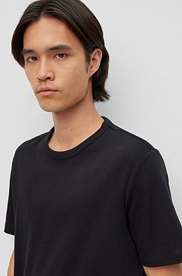 HUGO - Pima-cotton regular-fit T-shirt with contrast logo