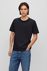 T-shirt Regular Fit en coton Pima à logo contrastant, Noir