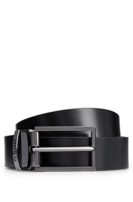 HUGO - Reversible leather belt with pin and plaque buckles