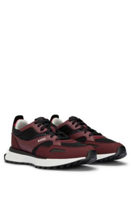- trainers with faux leather and mesh