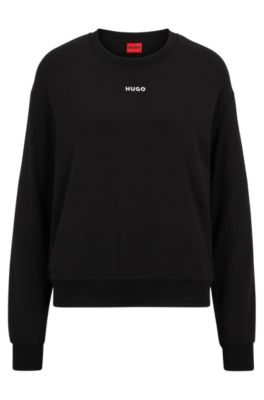 HUGO Relaxed fit sweatshirt in stretch jersey with contrast logo