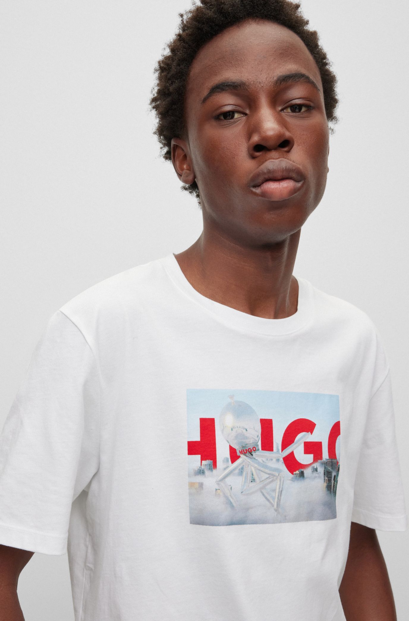 HUGO - Jaglion print T-shirt in cotton jersey