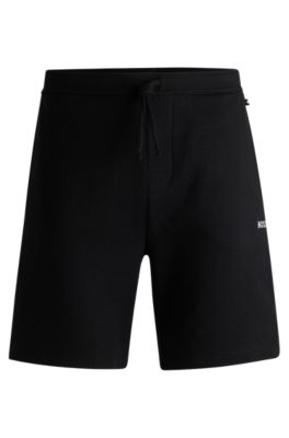 Hugo Boss Pajama Shorts With Embroidered Logo In Black