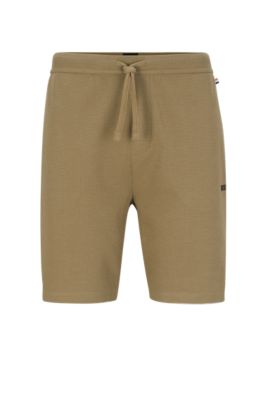 Hugo Boss Cotton-blend Pajama Shorts With Embroidered Logo In Light Green