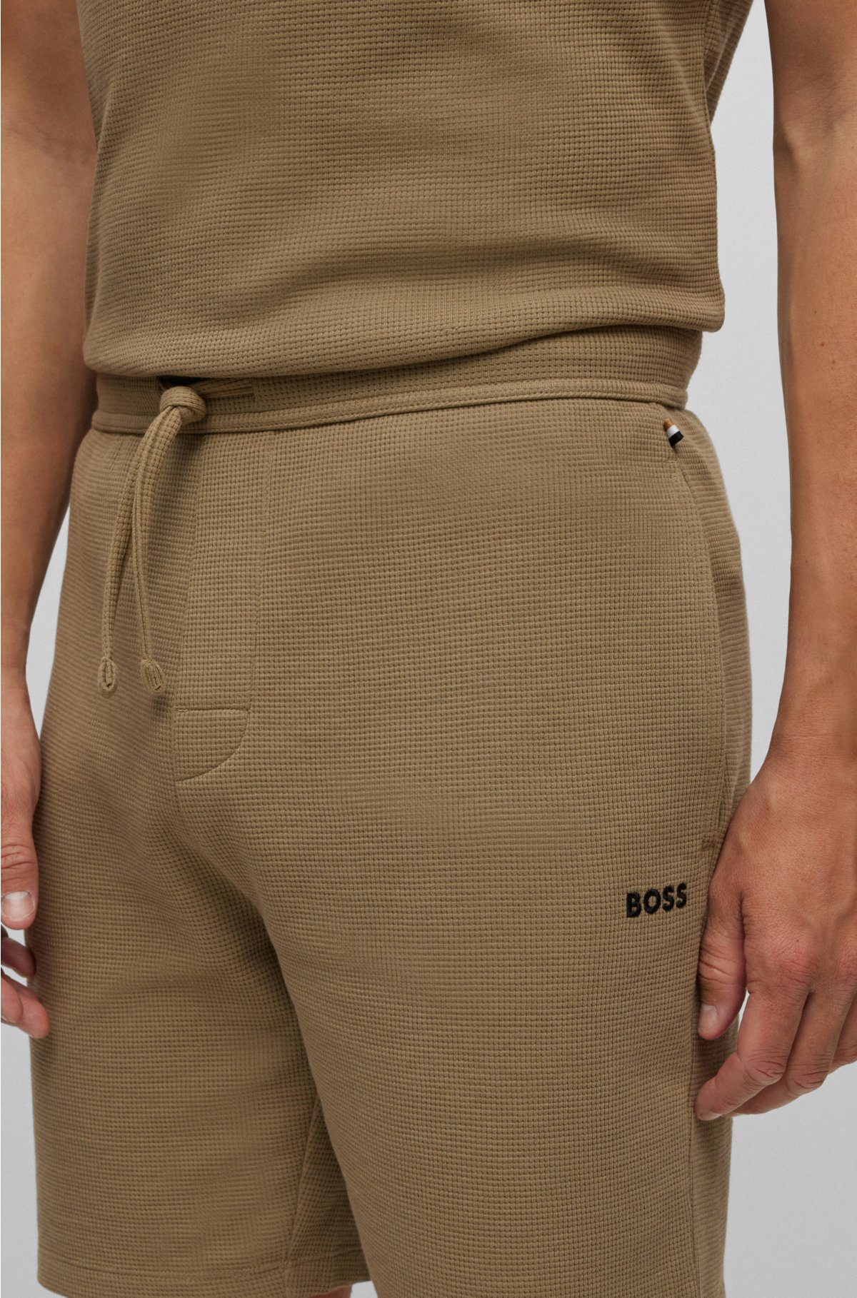 with Pajama embroidered logo shorts - BOSS