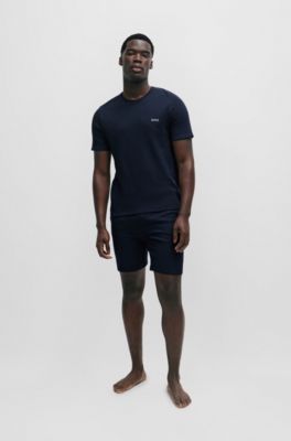  Pajama shorts with embroidered logo, Dark Blue