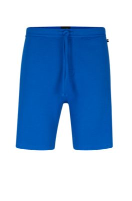Shop Hugo Boss Pajama Shorts With Embroidered Logo In Blue