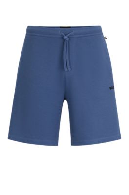 Shop Hugo Boss Pajama Shorts With Embroidered Logo In Light Blue