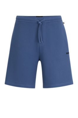 Hugo Boss Pajama Shorts With Embroidered Logo In Light Blue