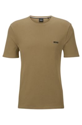 Shop Hugo Boss Pajama T-shirt With Embroidered Logo In Light Green