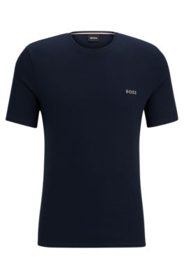 Shop Hugo Boss Pajama T-shirt With Embroidered Logo In Dark Blue