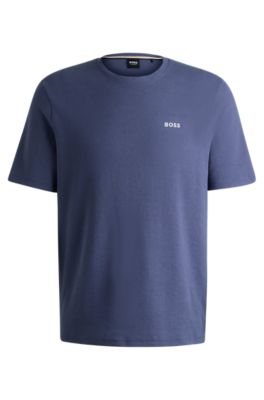 Shop Hugo Boss Pajama T-shirt With Embroidered Logo In Dark Blue