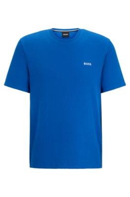 Shop Hugo Boss Pajama T-shirt With Embroidered Logo In Blue