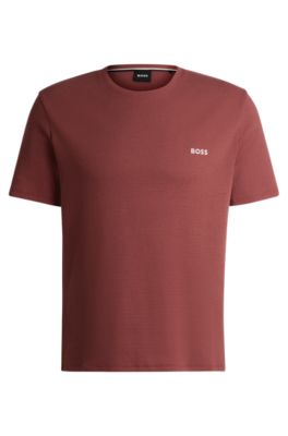 Shop Hugo Boss Pajama T-shirt With Embroidered Logo In Light Red