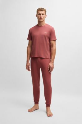 Camiseta de pijama en algod&oacute;n con logo bordado, Rojo claro