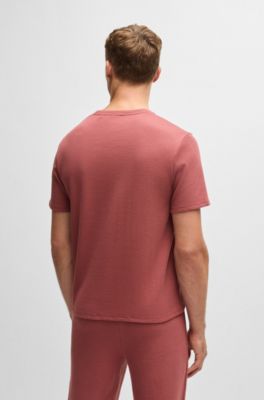 Camiseta de pijama en algod&oacute;n con logo bordado, Rojo claro