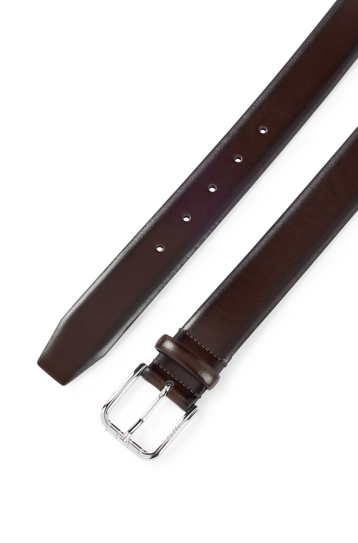 BOSS - Italian-made belt in polished leather with branded buckle